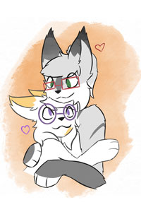 Drawing of two cats hugging