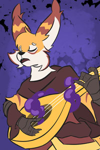 Drawing of a fox playing a magical goldent loot.