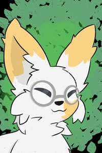 Drawing of a cat with glasses that has a smug face.